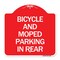 Signmission Bicycle and Moped Parking in Rear, Red & White Aluminum Architectural Sign, 18" x 18", RW-1818-24326 A-DES-RW-1818-24326 - alternate 1